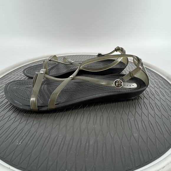 Crocs Isabella Gladiator Jelly Strappy Sandals Studded Brown/Black Sz Womens 10 - Picture 4 of 8